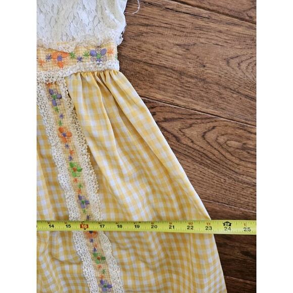 Vintage 1970's Floral Lace Praire Dress Boho Cottagecore Peasant Women's M - Picture 4 of 16